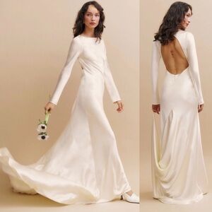 NWT NEW reformation ADWEN white ivory silk maxi wedding dress gown